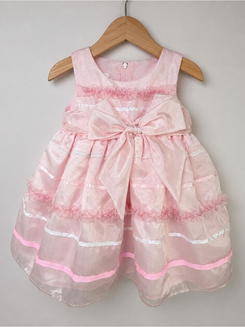 Bonnie Baby Girls Pink Organza Party Dress 18M Big Bow Formal
